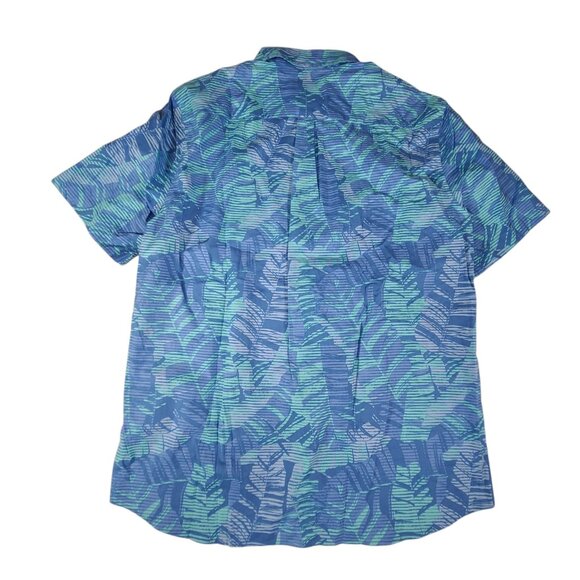 Vineyard Vines Performance Polo Shirt Mens M Tropical Leaves Hawaiian Blue Green - Picture 2 of 8